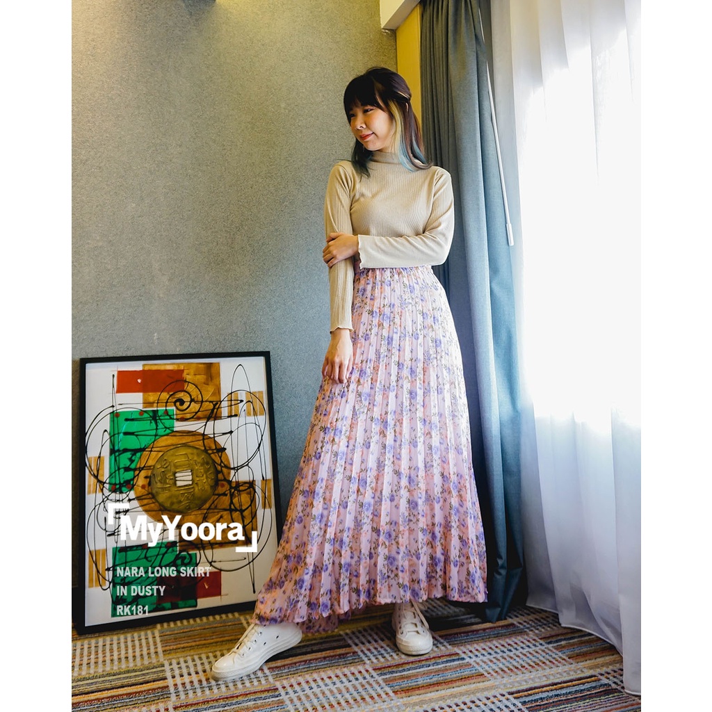 MyYoora Premium Nara Korean Style Floral Long Skirt Rok Wanita RK181