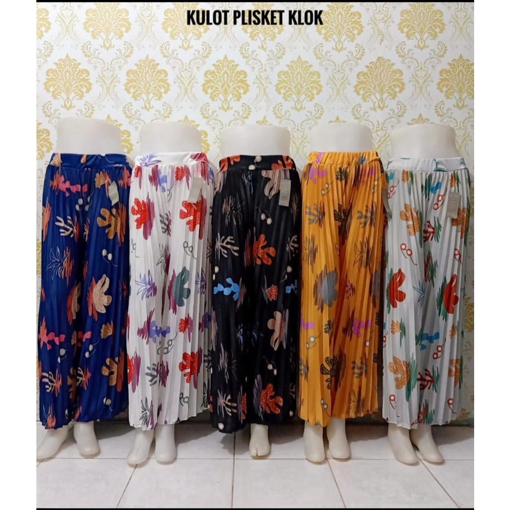 Celana Kulot Plisket klok Premium Motif Bunga Terlaris dan termurah