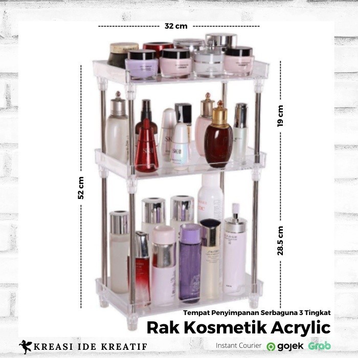 Big Promo Terbaru nakit | Rak Kosmetik Akrilik Serbaguna 3 Tingkat Tempat Make Up Organizer