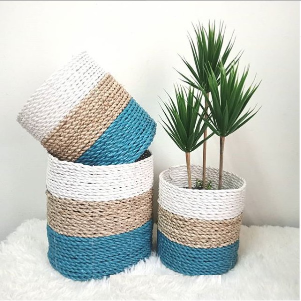 Keranjang Cover Pot Mini Triple Tosca isi 3 pcs / seagrass Basket