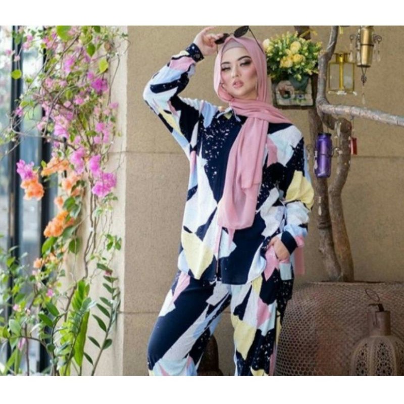 SETCEL TIE DYE//ATASAN WANITA//MUSLIM//RAYON