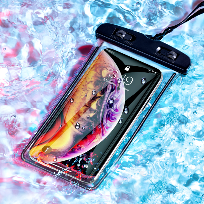 Transparent PVC Waterproof Phone Pouch Dry Bag /Portable Waterproof Phone Case Pouch With Neck Strap Luminous Swimming Bag For Water Games Beach Sport Skiing