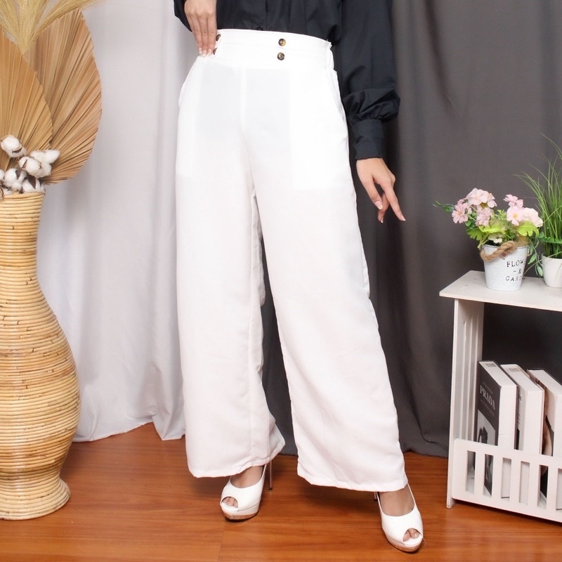 Celana Kulot Highwaist - Linen Cullote Double Button