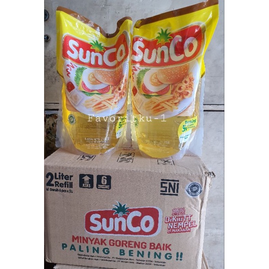 

Minyak Goreng SUNCO Premium 2 Liter. Bening Dng 5x Proses.