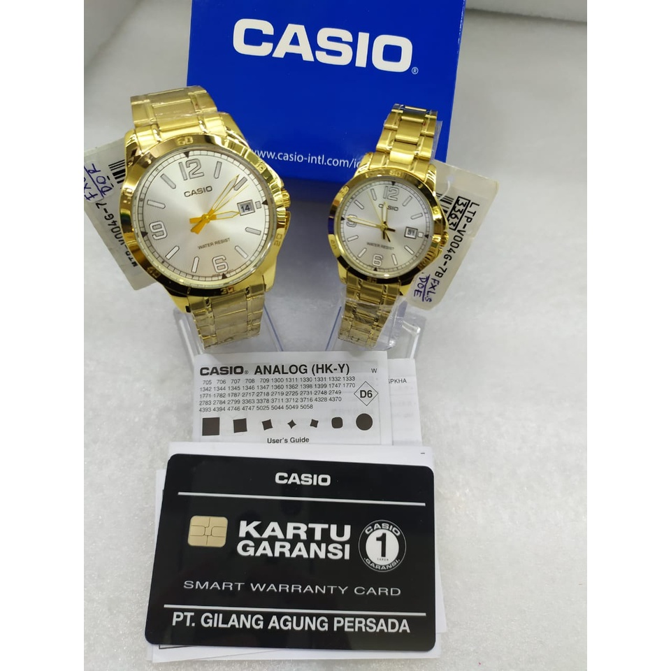 Jam Tangan Couple Pria/Wanita Casio General LTP-MTP-V004G-7B2UDF /LTP-MTP-V004D-2BUDF Stainless Steel