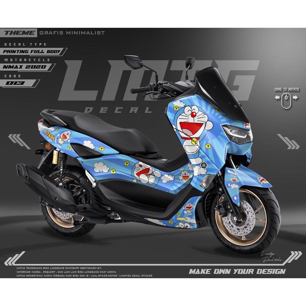 Decal Stiker Nmax new Dekal stikcer nmax 2020 Full Body - kode 13 DORAEMON LUCU