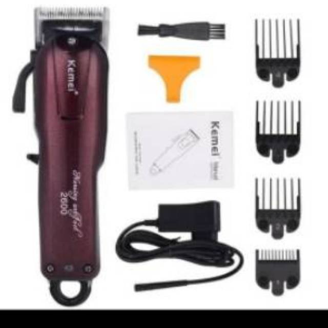 Hair clipper kemei 2600 chas cas charger tanpa kabel kliper cliper clifer gunting potong rambut