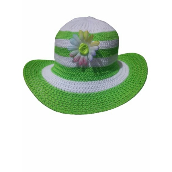 Topi anak buket rajut / topi pantay motip bunga usia 1 -5 tahun-Hijao