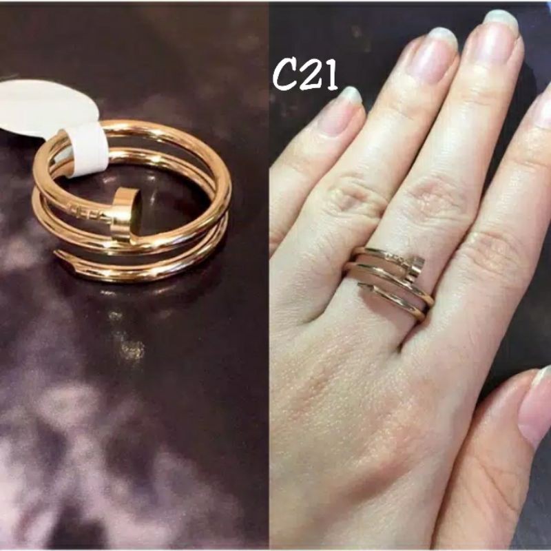 Cincin Titanium Asli Anti Karat &amp; Alergi Model Paku Lilit  Size 56789