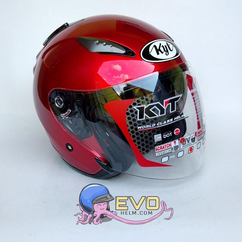 KYT GALAXY_SOLID RED MAROON (DOUBEL VISOR)