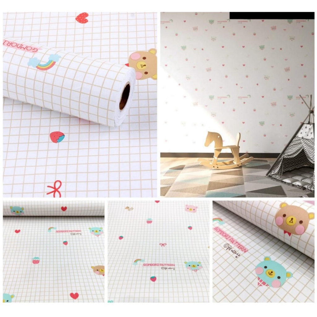 WALLPAPER 60cm WALPAPER WALL STICKER STIKER DINDING POLOS PUTIH KARAKTER DEKORASI KAMAR TIDUR ANAK