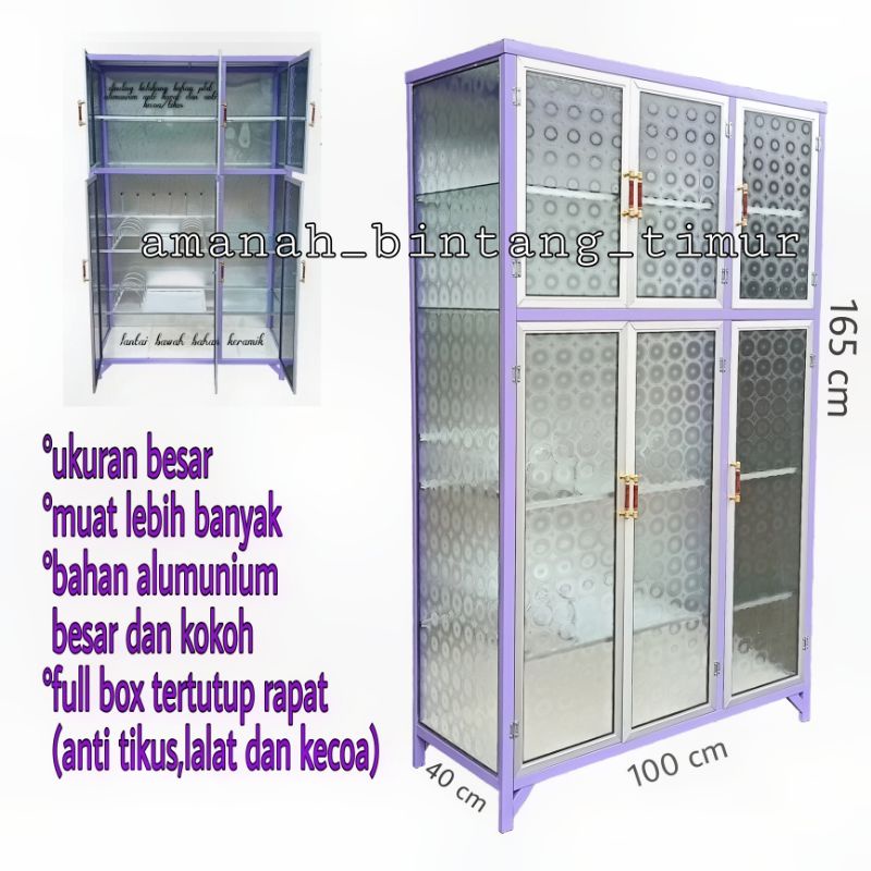 rak piring full box tertutup tulip 3 pintu alas keramik besar