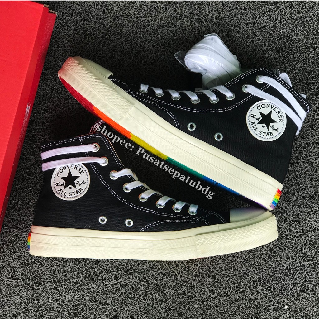 Sepatu Converse All Star Pelangi Rainbow Black White