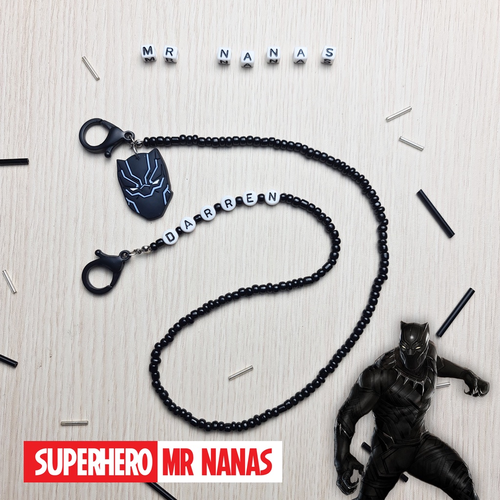 Strap Masker Superhero Anak Laki-laki FREE NAMA Gantungan Kalung Masker Anak Motif Pahlawan