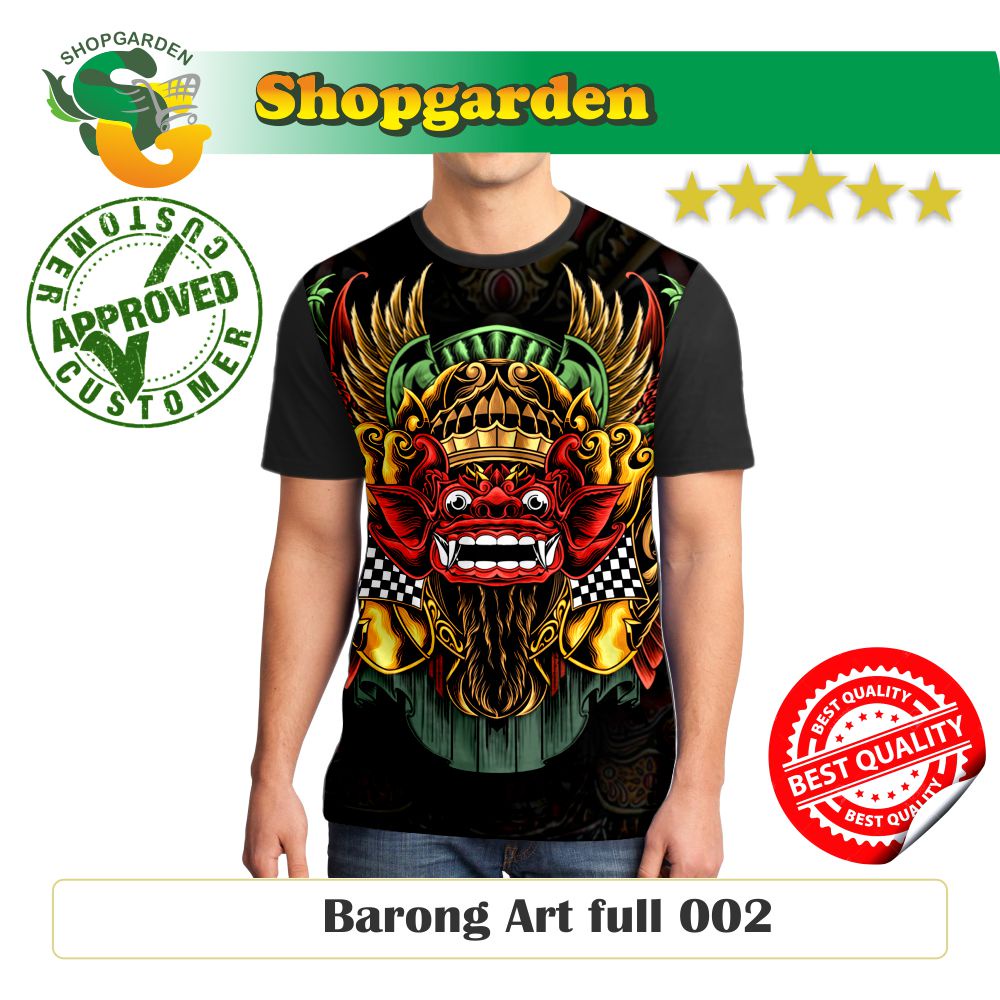 Kaos Pria Barong Art full 002 Kaos Unisex Dewasa Big Size | SHOPGARDEN
