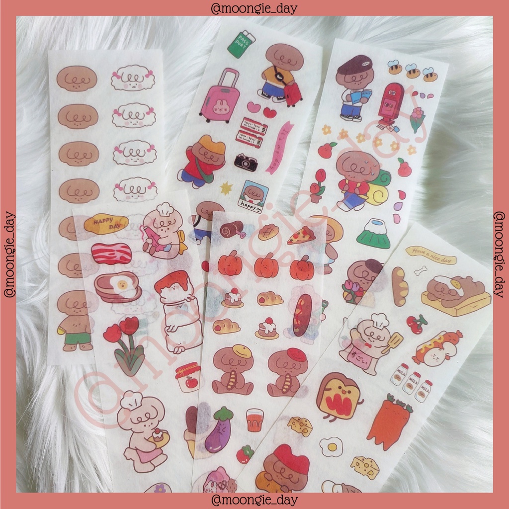 

3 LEMBAR STIKER WASHI TEMA PUPPY FOOD CAMPING HOLIDAY TRAVEL BULLET JURNAL LUCU MURAH DIY DIARY POLAROID DECO POCA