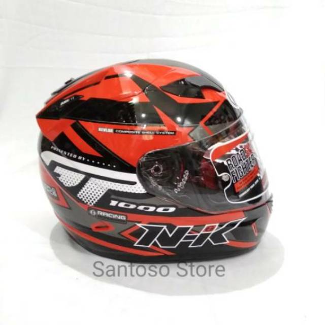 Helm Full Face NHK GP1000 Star Black Red Hitam Merah Double Visor