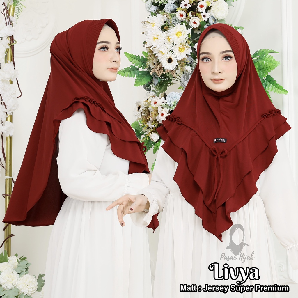 Kerudung Instan Livya Hijab Instan Jersey Super Premium Jilbab Bergo Terbaru Pasar Hija'b