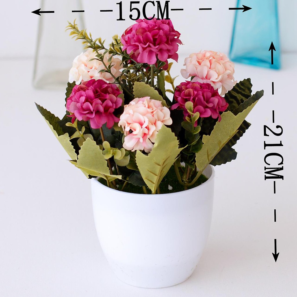 AM619 Bunga plastik / pajangan bunga Artificial / Vas Bulat-3