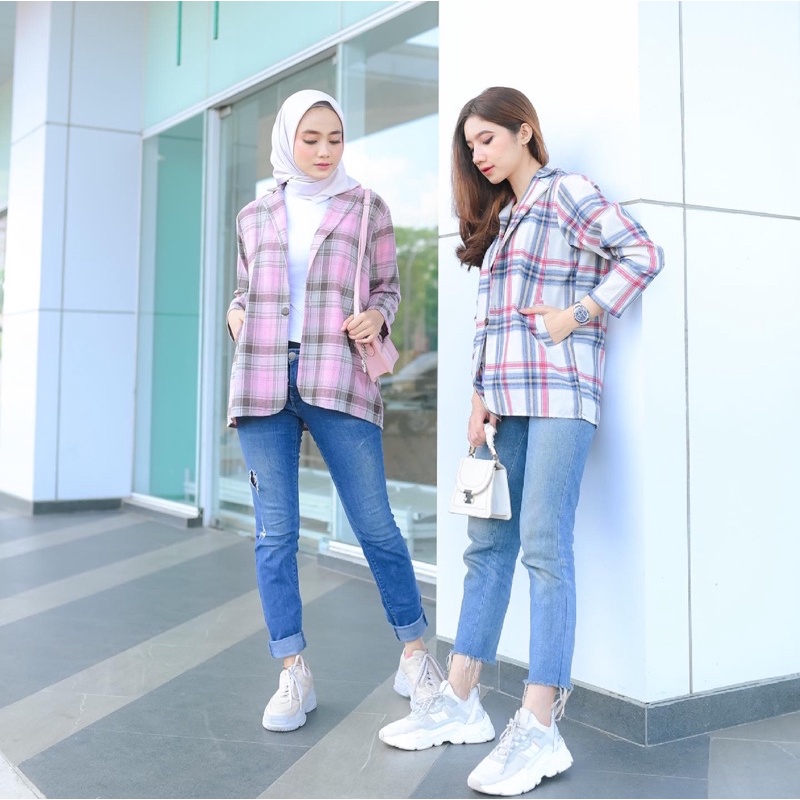 Rereyshop Zaline Blazer Planel Premium Korean Style Atasan Wanita Terlaris