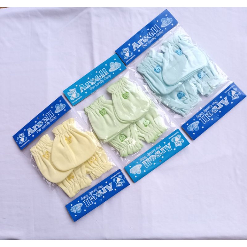 6 pcs sarung tanggan bayi  dan kaki arsel motip boneka