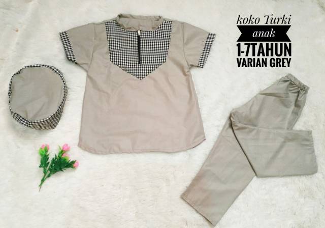 Setelan baju koko muslim anak koko turki anak laki laki  1-8 tahun