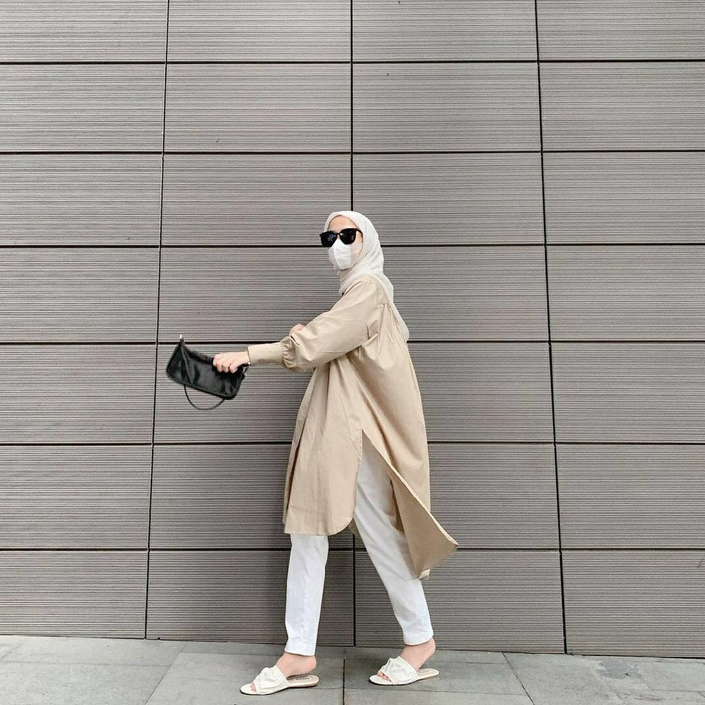 BEFAST - ZEC Fashion Wanita Tunik NAZWA / Ailen Oversize Long Tunik / Hanley Long Shirt / Tunik Muslimah Casual Kekinian / Tunik Lengan Panjang Polos Formal / OOTD Remaja Muslimah Terbaru 2022 / Tunik Best seller / Termurah