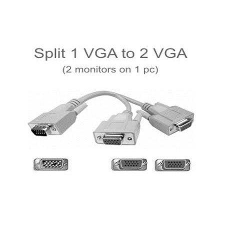 KABEL WIRED SPLITTER SPLITER CONVERTER KONVERTER CONECTOR VGA CABANG 1 MALE TO 2 FEMALE PC KOMPUTER