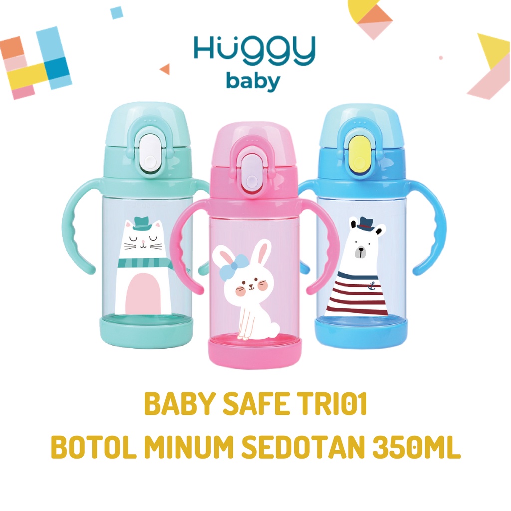 Baby Safe TRI01 Tritan Straw Cup 350ml | Botol Minum Sedotan Pemberat