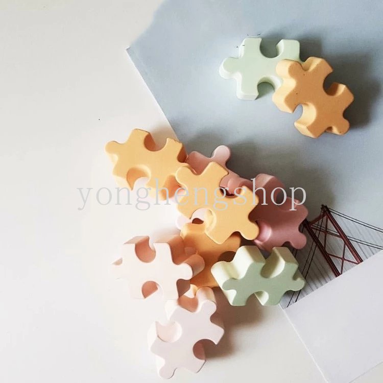 Cetakan Kue / Coklat / Sabun / Jelly / Pudding / Es Batu Bentuk Puzzle Jigsaw Bahan Silikon