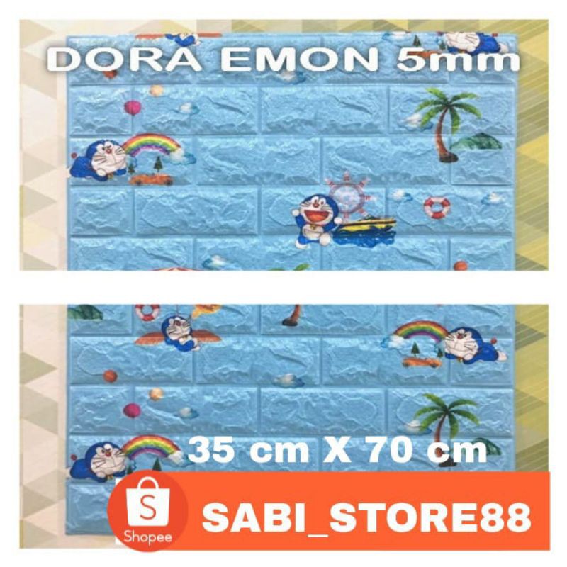 [Cod] Terbaru Wallpaper Dinding Foam Bata 5mm - Doraemon Hello Kitty - Dekorasi Dinding Kartun Anak