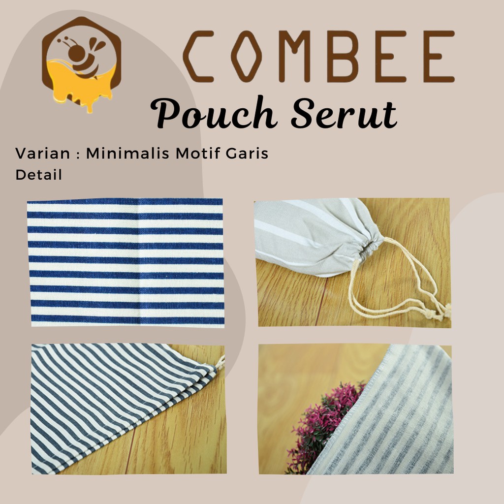 Pouch Serut / Serbaguna / Souvenir / Minimalis Motif Garis