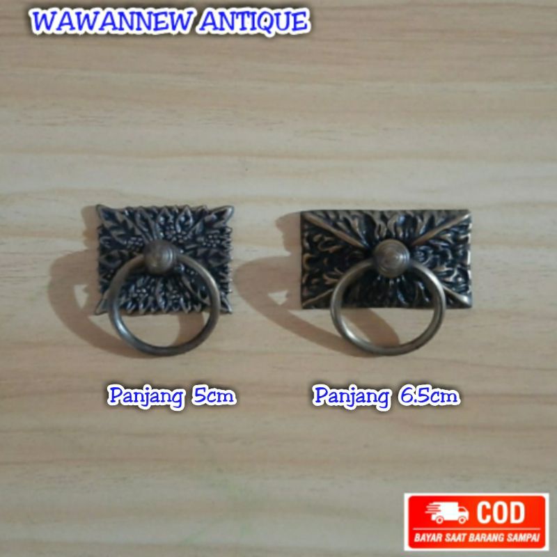 Handle / Tarikan Laci Lemari Jendela Pintu Rumah Kitchen Set Kuningan Motif Ukir 6cm