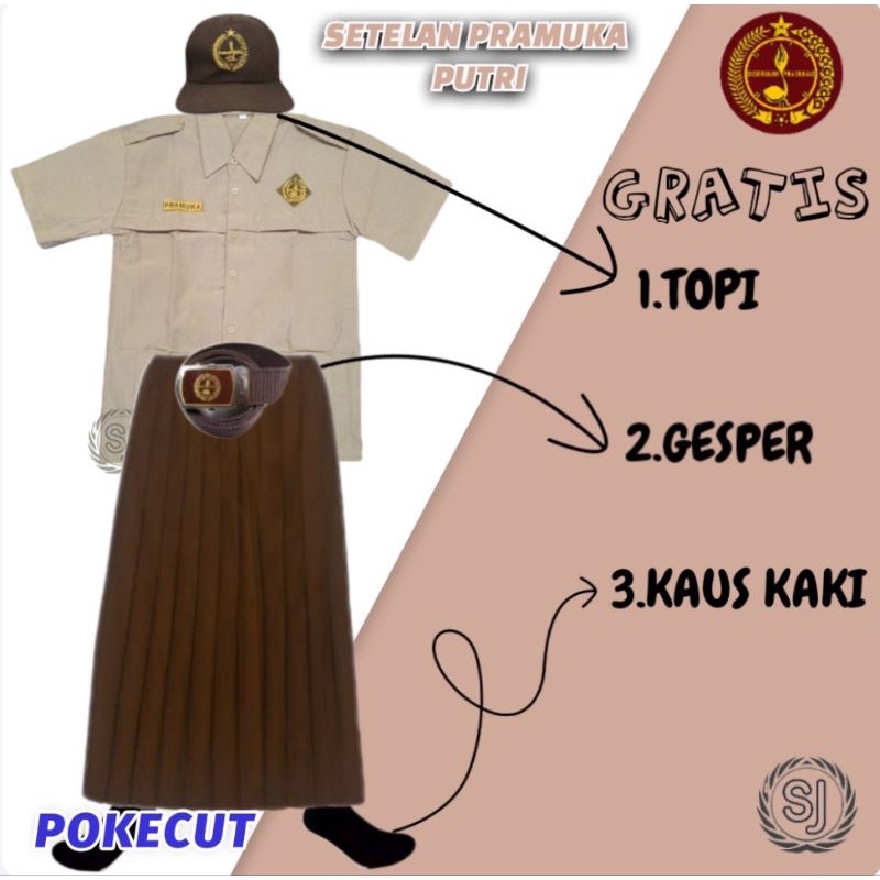 PAKET LENGKAP BAJU PRAMUKA SMP PEREMPUAN/ SERAGAM SEKOLAH PRAMUKA SMP