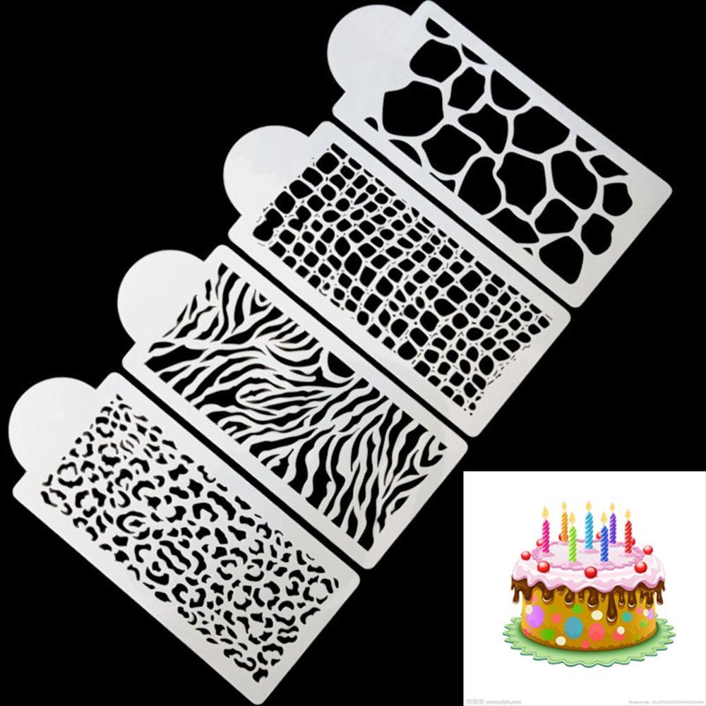 Solighter 4Pcs/set Cetakan Kue Dapur Fondant Dekorasi Baking Aksesoris Leopard Bijian