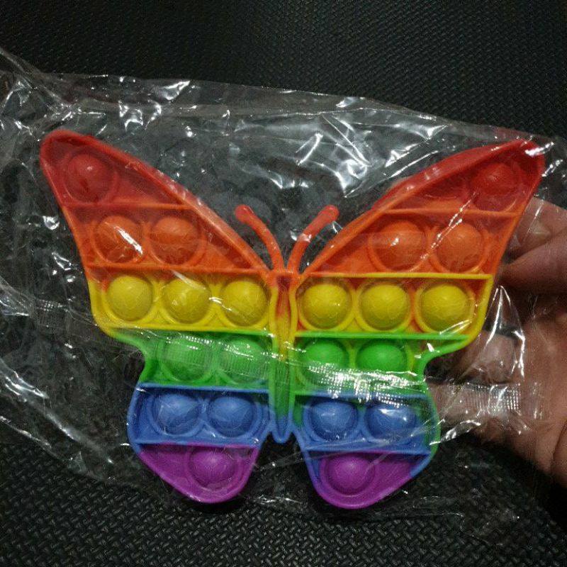 POP IT Karakter Hewan Rainbow Macaron Sugus UV | POPIT Binatang Unicorn Kupu-kupu Dino Godzilla-Kupu-kupu Rainbow