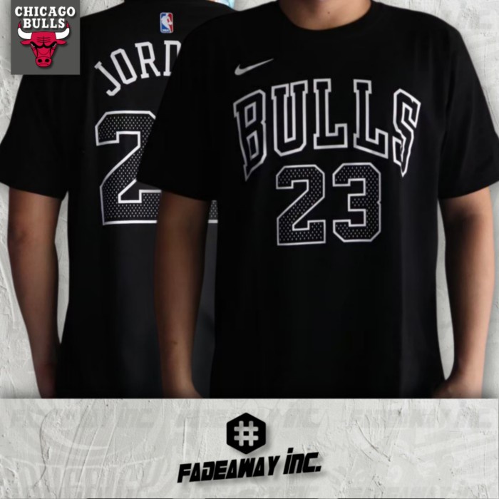 TSHIRT - BAJU/KAOS BASKET NBA BULLS 23 JORDAN - HITAM PUTIH
