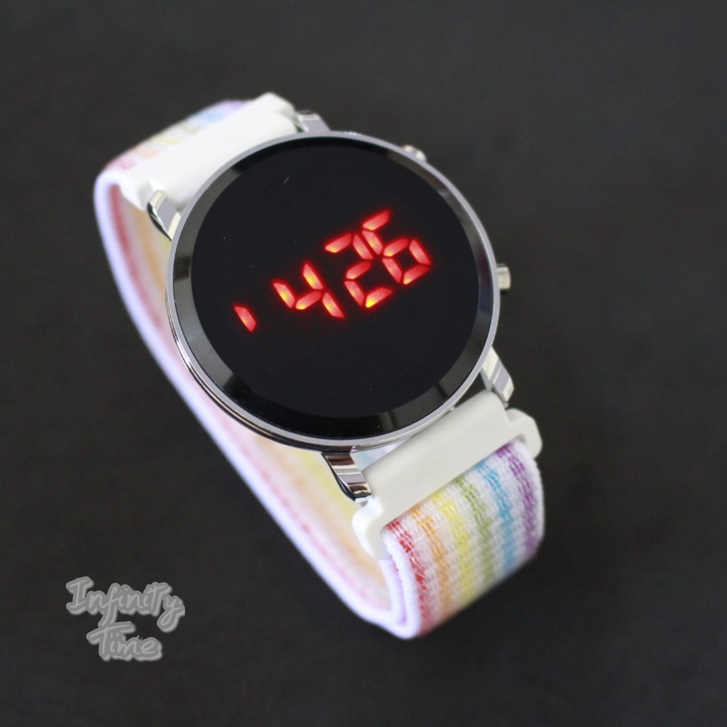 Jam Tangan Cowok Cewek Led Watch Bulat Digital Strap Nylon