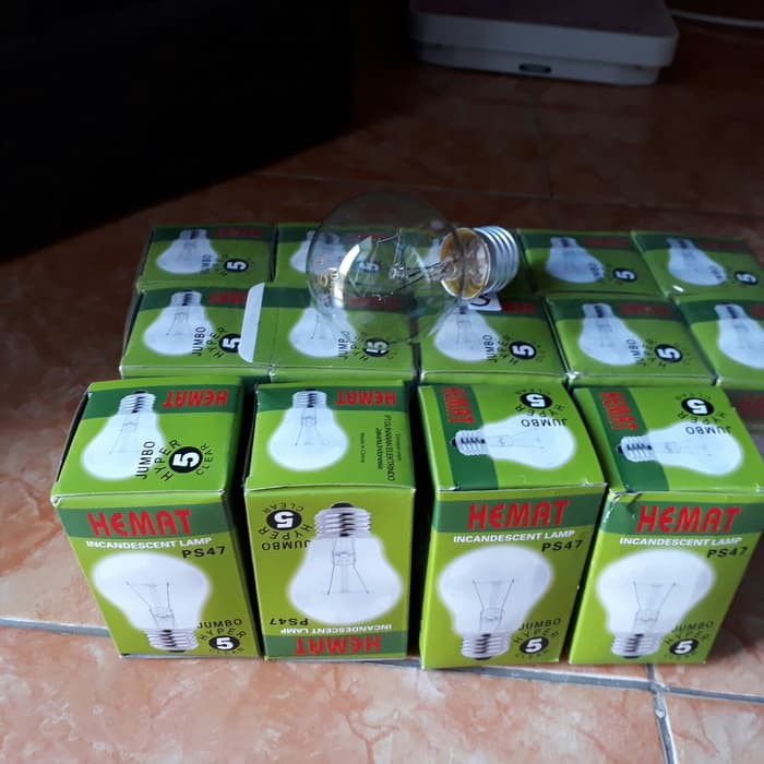 Lampu pijar Hemat 5W PS47 JUMBO lampu penghangat budidaya telur ayam bohlam dop kuning hangat 5 watt