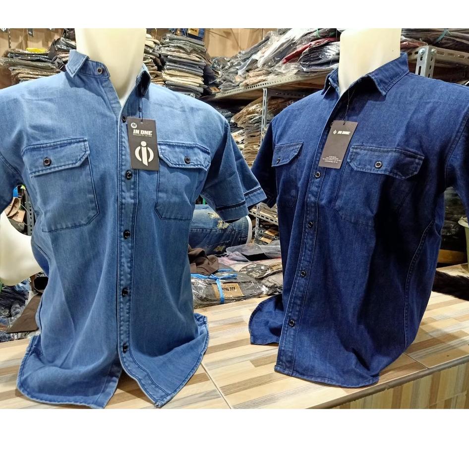 Kemeja Levis / Kemeja Jeans Lengan Pendek Pria/cowok Size M-L-XL-XXL & XXXL JUMBO Big