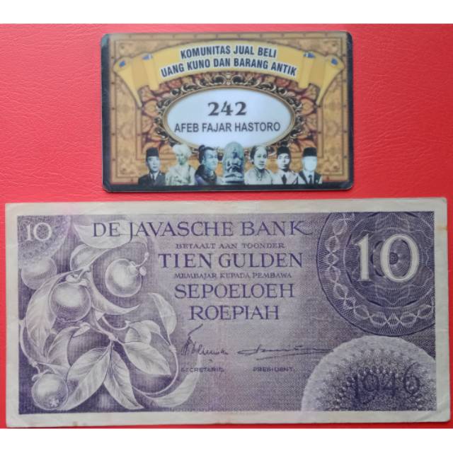 Uang kuno Indonesia Rp. 10 Federal Ungu thn 1946