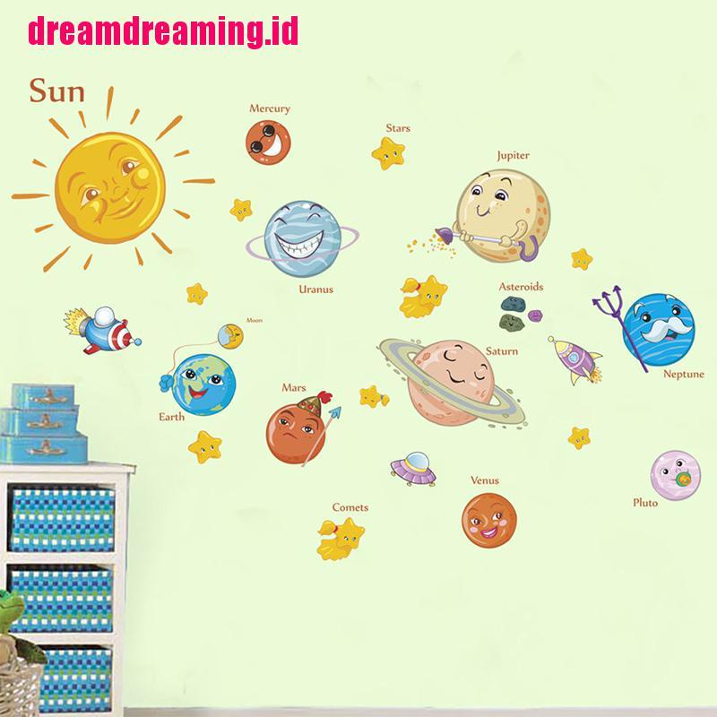 (dreamdreaming.id) Stiker Dinding Motif Planet Tata Surya Untuk Dekorasi Kamar Anak