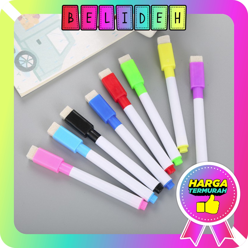 

☛BELIDEH☚ Spidol Papan Tulis White Board Sepidol Kecil Mini Warna Warni Penghapus Wipe And Clean Whiteboard Marker Anak Anak Spidol 2 IN 1 Murah import S001