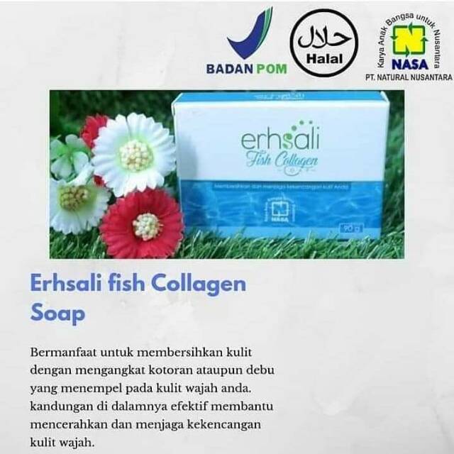 Jual Ershali Fish Collagen Soap Nasa Memiliki Kandungan Fish Collagen Utk Menjaga Kekencangan