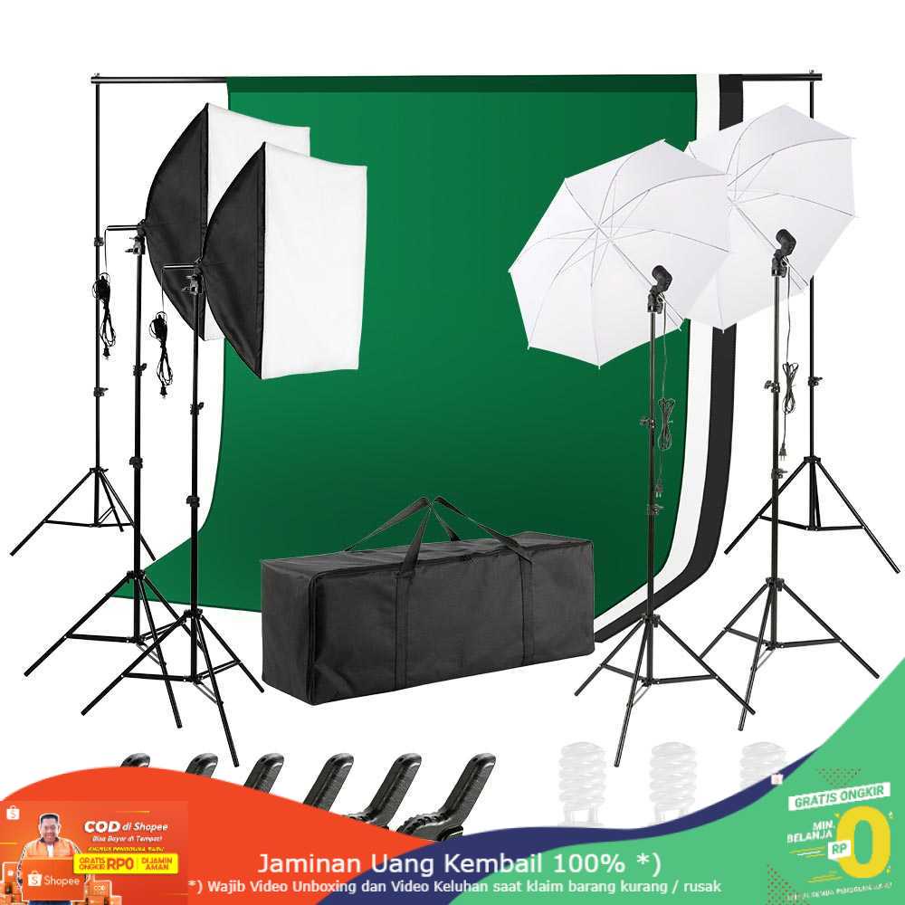 (BISA COD) RVOSTR STUDIO Portrait Foto Studio Day Lighting Kit with Backdrop LD-TZ25