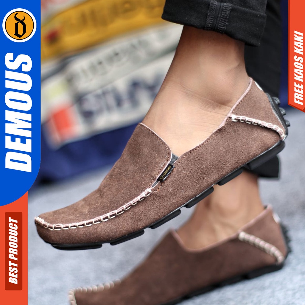 DEMOUS MOCCSUE Sepatu Slip On Casual Slop Kulit Asli