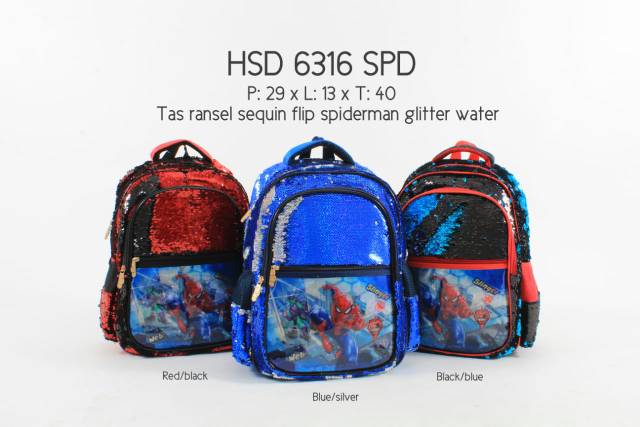 Tas ransel sequin flip spiderman gilter water