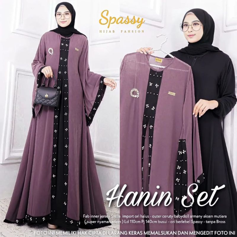 HANIN SET FASHION BAJU GAMIS DRESS MAXI SETELAN MUSLIM WANITA CANTIK TERBARU KEKINIAN VIRAL MODIS