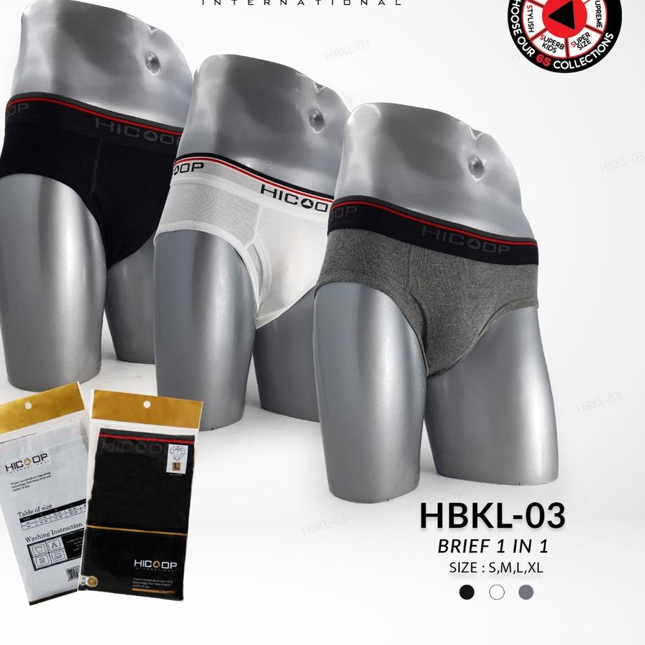 Hicoop Celana Dalam Pria HBKL 03 isi satu brief hitam misty waistband nyaman