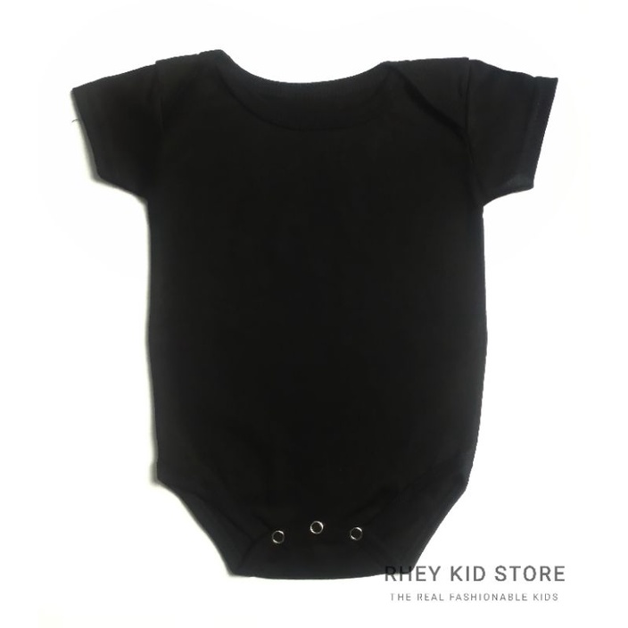 Romper Jumper Anak Bayi Pendek Polos 0-12 Bulan-Hitam